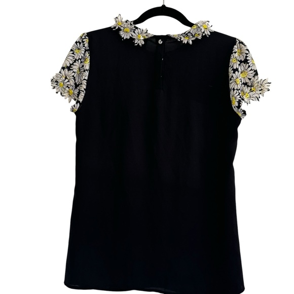 Anthropology Maeve Womens Black Daisy Top/Blouse Size 4 - Picture 2 of 11